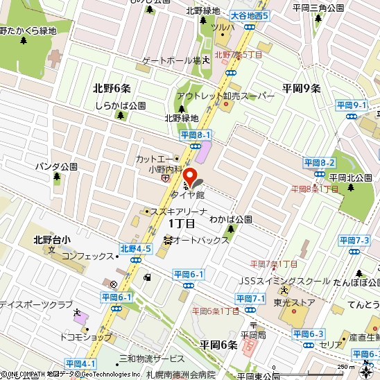 タイヤ館平岡付近の地図